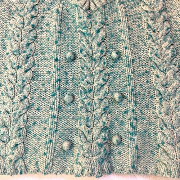 Old Navy Chunky Cable Knit V-neck Fisherman's Sweater Teal Size Medium - Picture 10 of 14